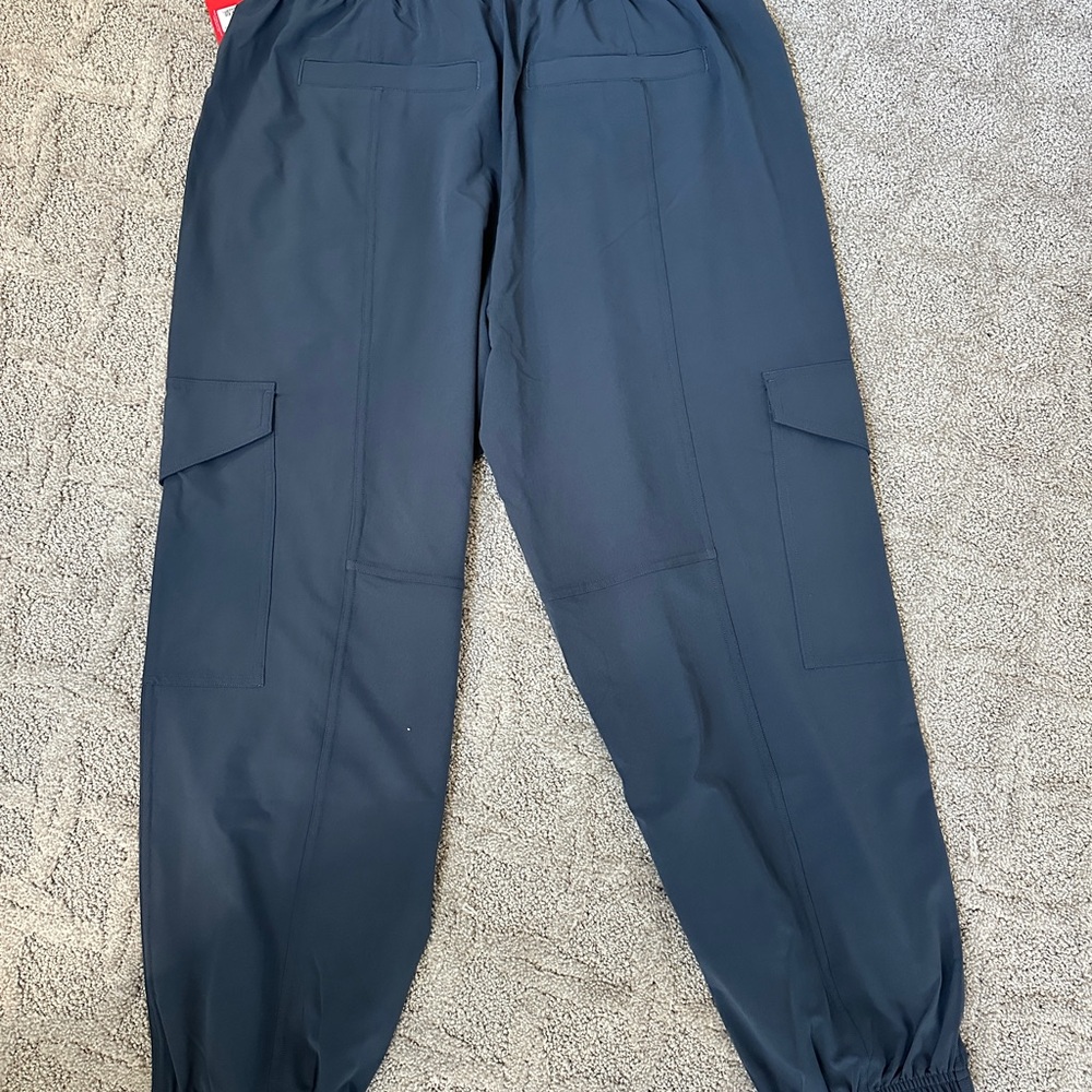 SPANX Out of Office Cargo Joggers. Size Large/Petite. Color: Dark Storm